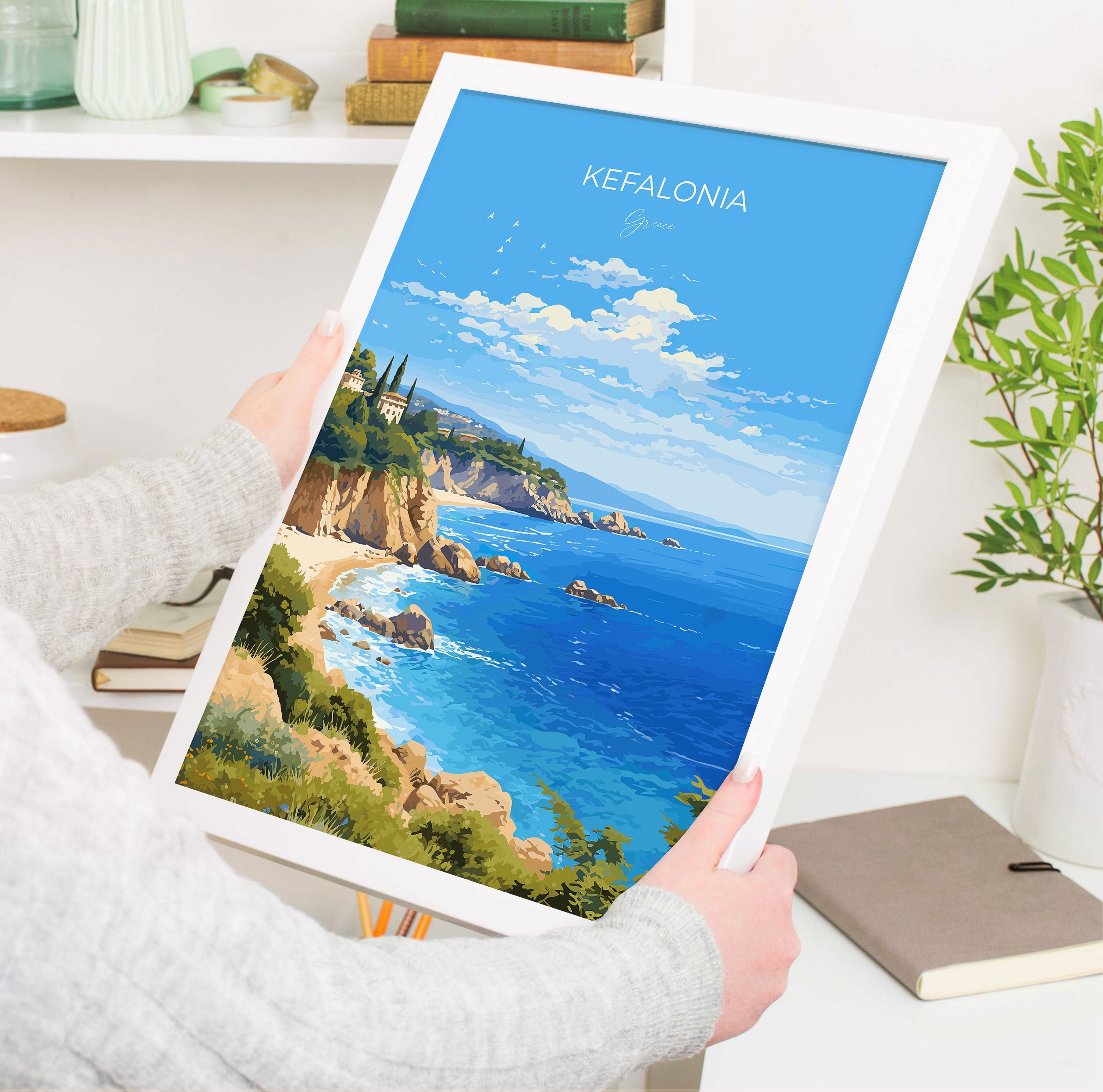 Kefalonia Poster, Travel Print of Kefalonia, Greece, Kefalonia Gift Art, Wall Art Print NQ Media Designs