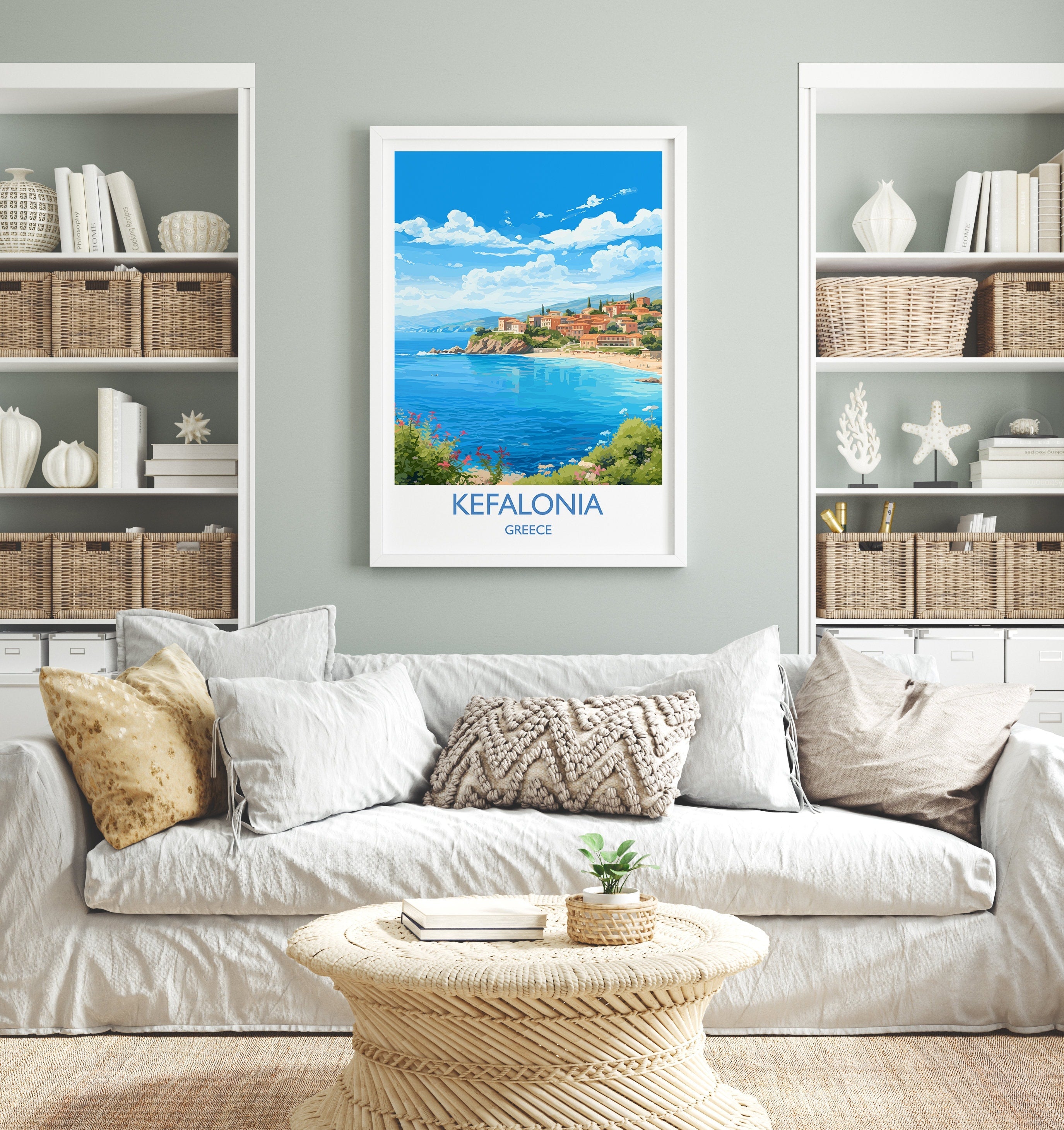 Kefalonia Travel Print, Travel Poster of Kefalonia, Greece, Kefalonia Art Gift, Wall Art Print NQ Media Designs