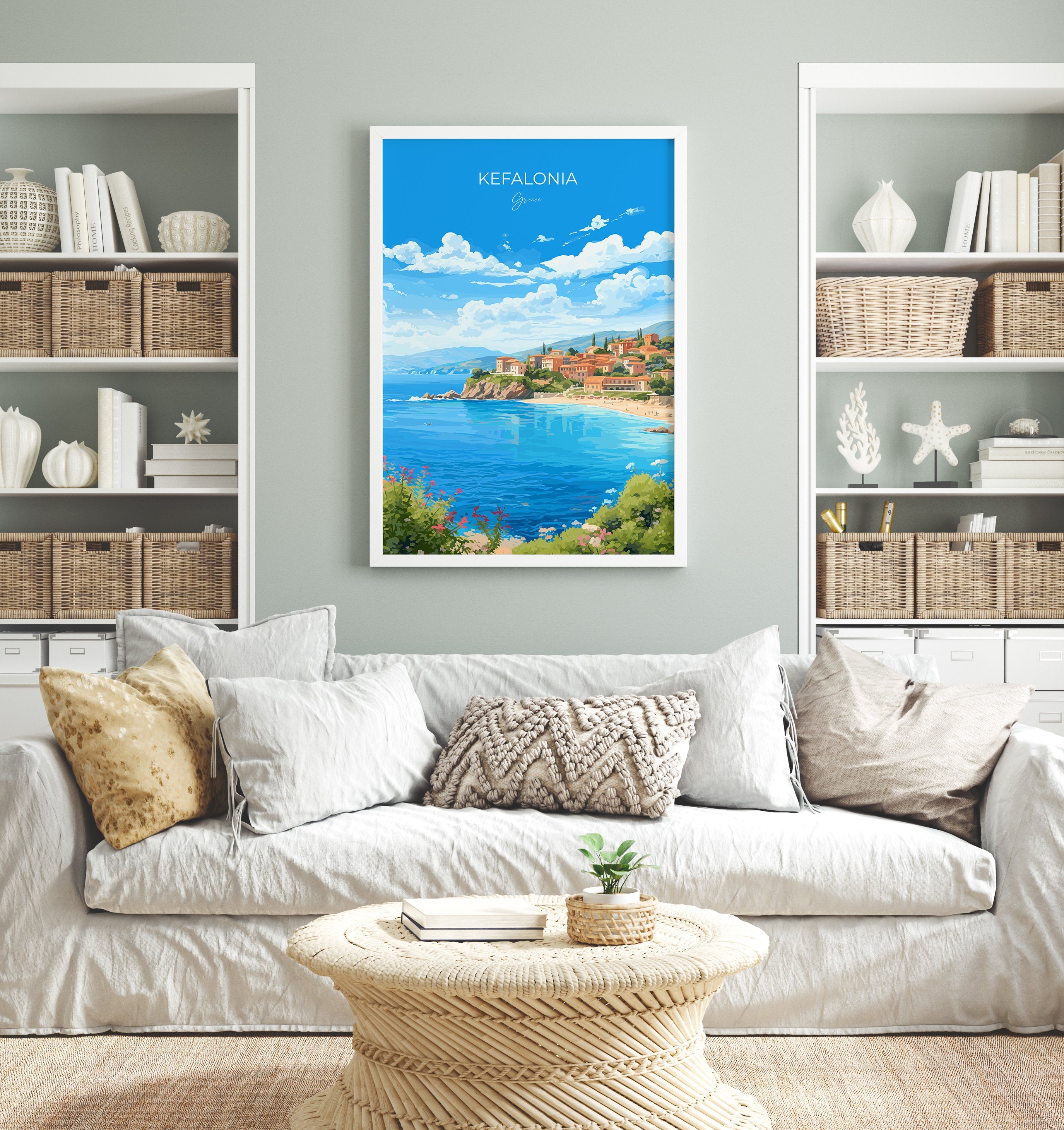 Kefalonia Print, Travel Poster of Kefalonia, Greece, Kefalonia Gift Art, Wall Art Print NQ Media Designs