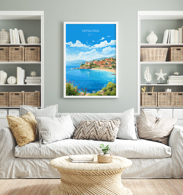 Kefalonia Print, Travel Poster of Kefalonia, Greece, Kefalonia Gift Art, Wall Art Print
