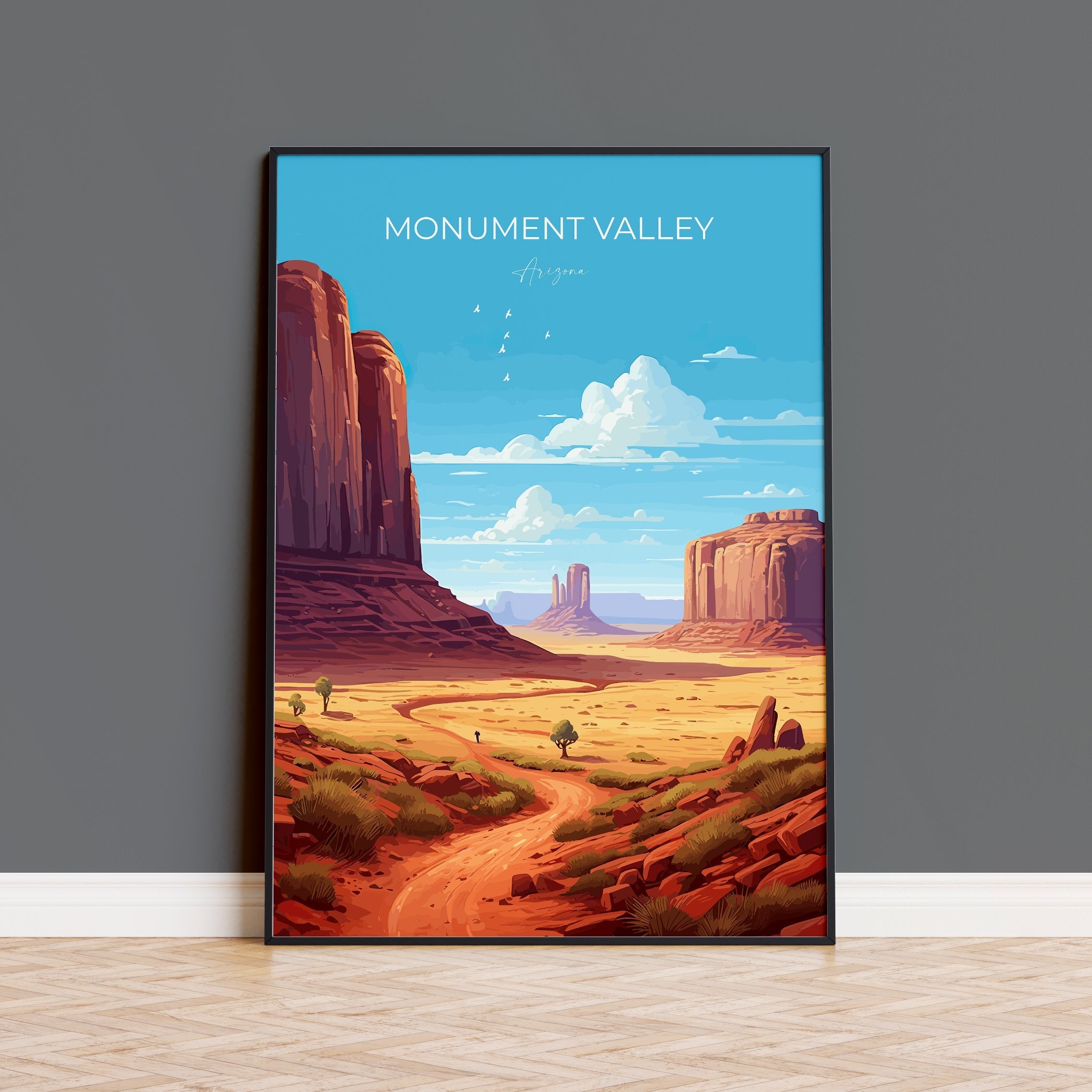 Monument Valley Print, Travel Poster of Monument Valley, Arizona, Arizona Art, Monument Valley Gift, Wall Art Print NQ Media Designs