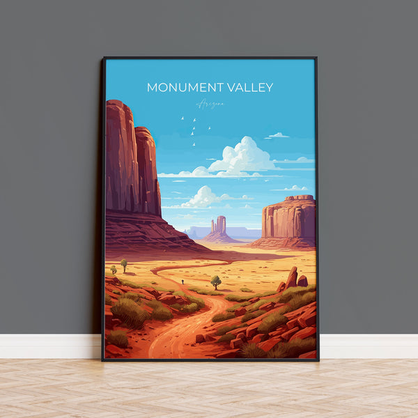 Monument Valley Print, Travel Poster of Monument Valley, Arizona, Arizona Art, Monument Valley Gift, Wall Art Print