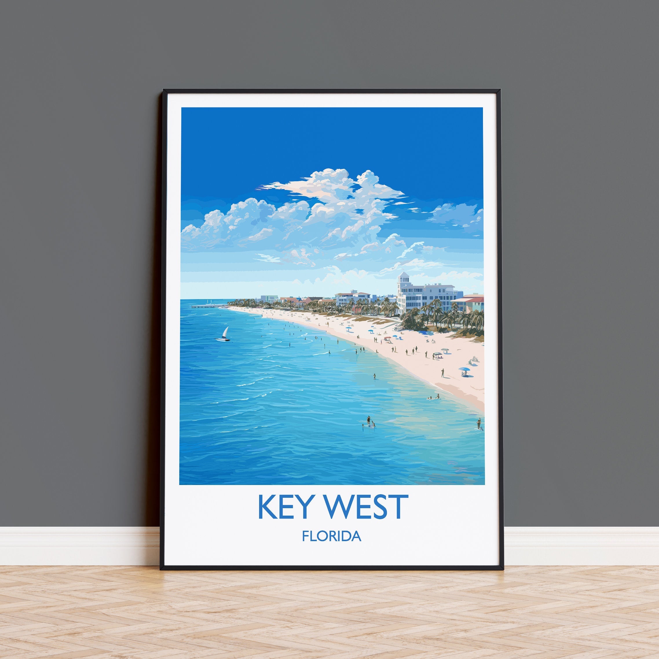 Key West Travel Poster, Travel Printof Key West , Key West Gift,Florida Art Gift,USA Wall Art Print NQ Media Designs