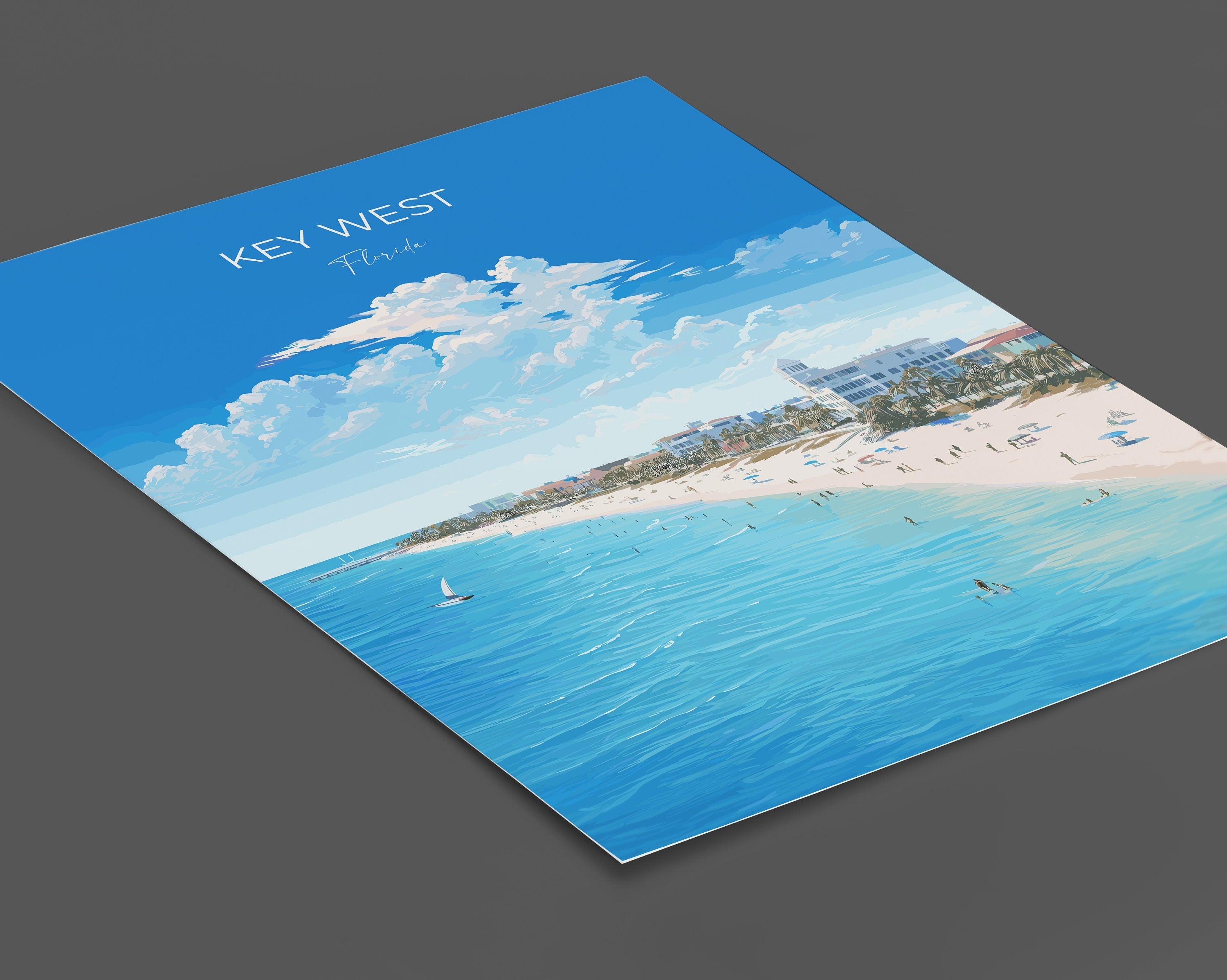 Key West Print, Travel Poster of Key West , Key West Gift, Florida Art Gift, Beach USA Wall Art Print NQ Media Designs
