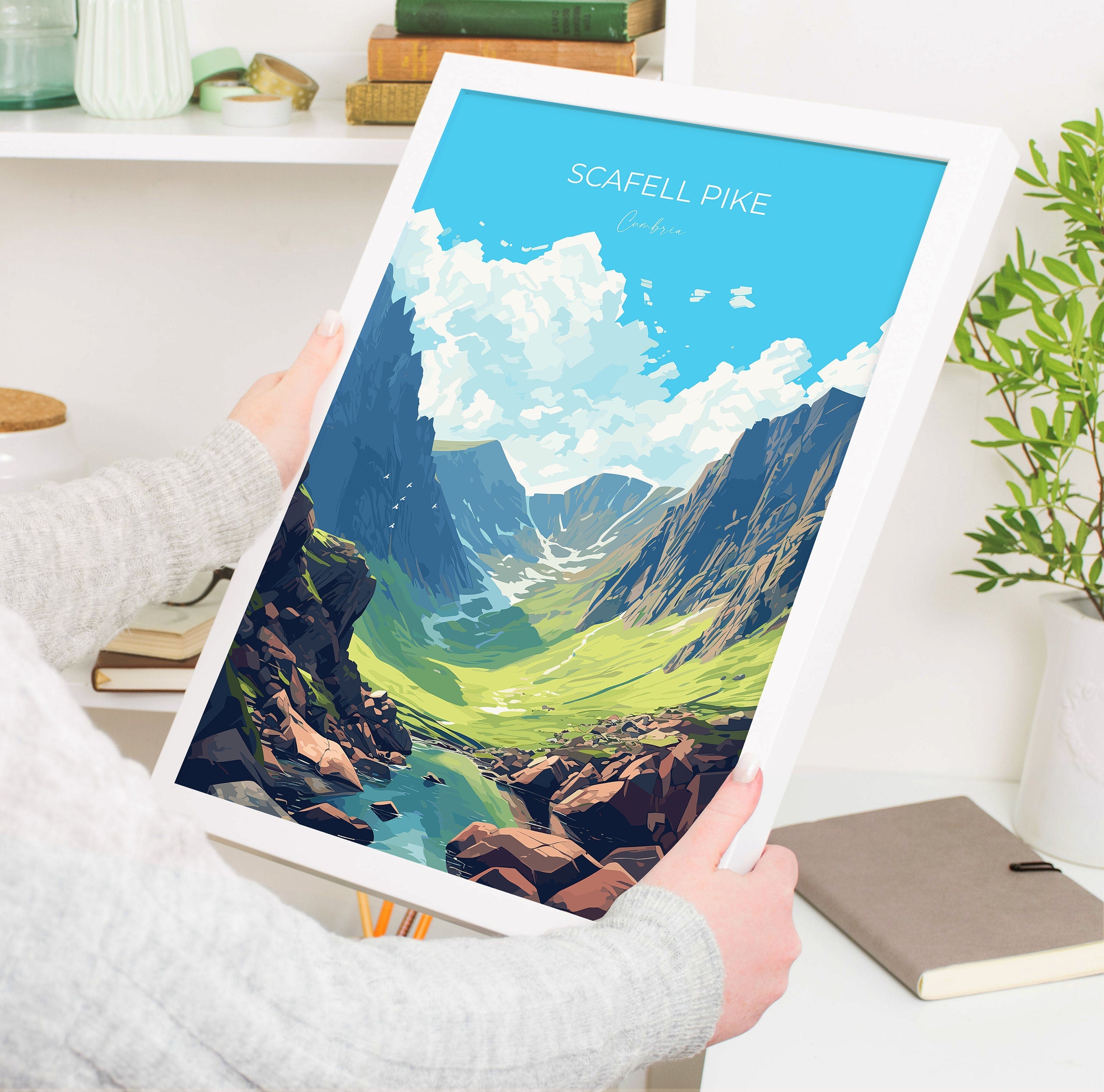 Scafell Pike Travel Poster, Scafell Pike Travel Print, England, Cumbria Art, Scafell Pike Gift, Lake District Gift, Wall Art Print NQ Media Designs