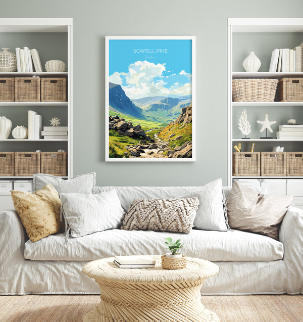 Scafell Pike Print, Scafell Pike Travel Poster, England, Cumbria Art, Scafell Pike Gift, Lake District Gift, Wall Art Print