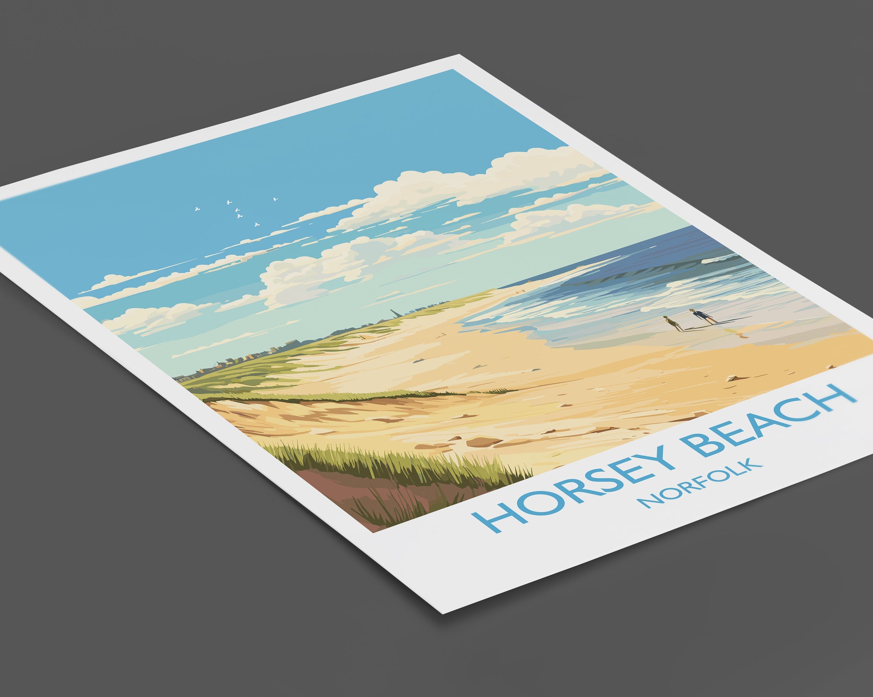 Horsey Beach Travel Print, Travel Poster of HorseyBeach, Norfolk, England, HorseyBeach Gift, Norfolk Art Gift, Wall Art Print NQ Media Designs