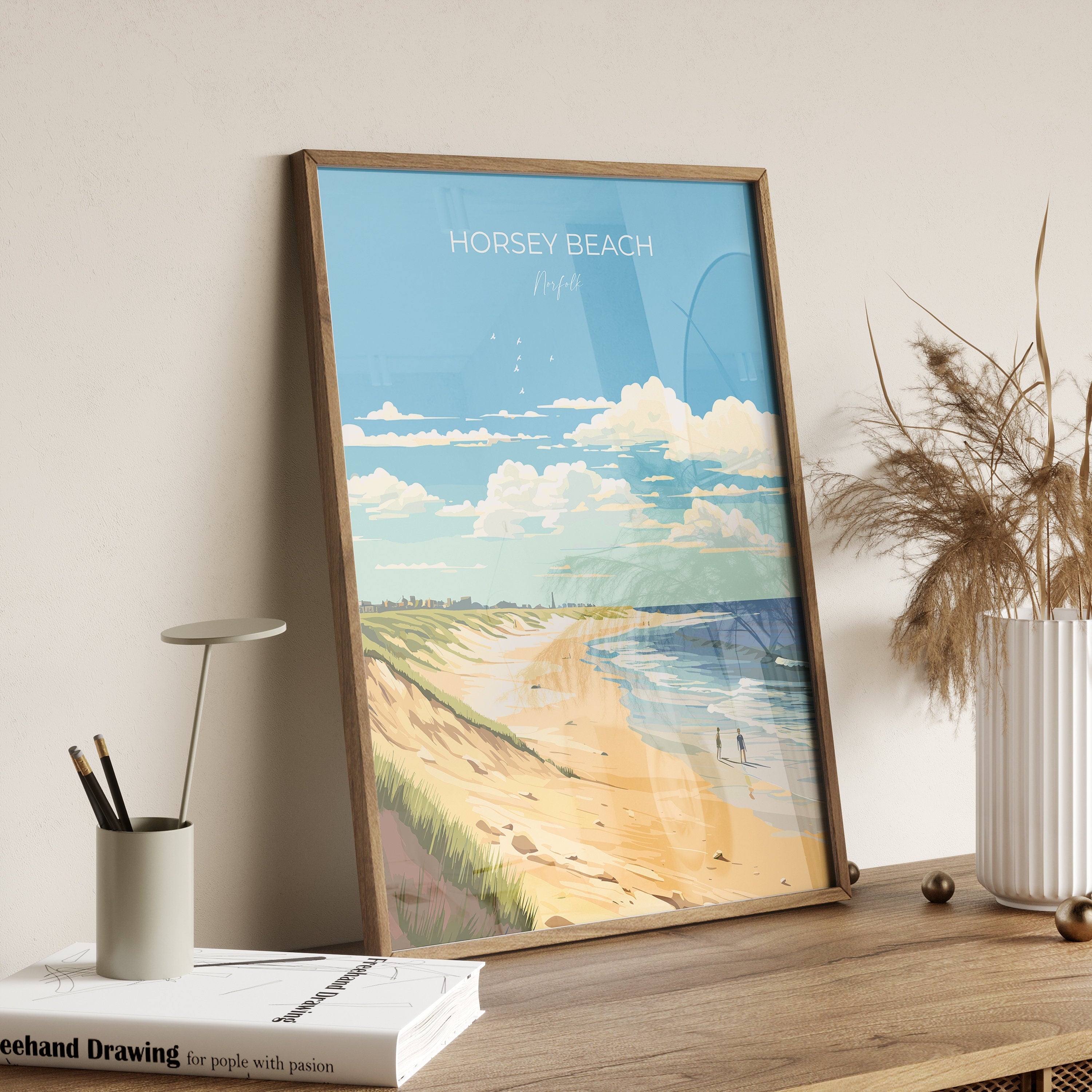 Horsey Beach Poster, Travel Print of HorseyBeach, Norfolk, England, HorseyBeach Gift, Norfolk Art Gift, Wall Art Print NQ Media Designs