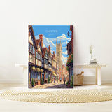 Chester Travel Print, Chester Travel Poster, England, Cheshire Art, Chester Gift, Wall Art Print NQ Media Designs
