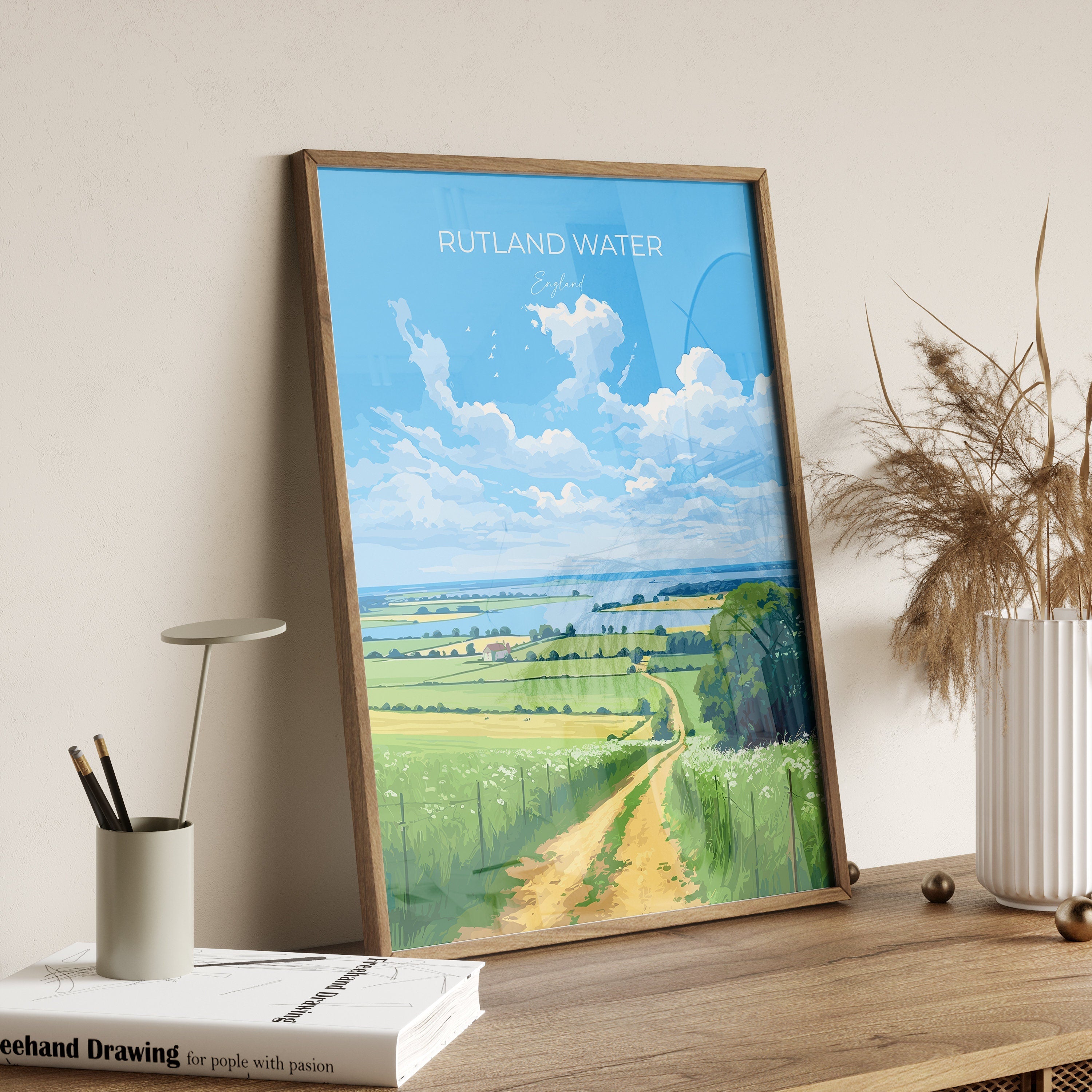 Rutland Water Poster, Travel Print of Rutland Water, Rutland Water Reservoir, Rutland Water Art Gift, Wall Art Print NQ Media Designs