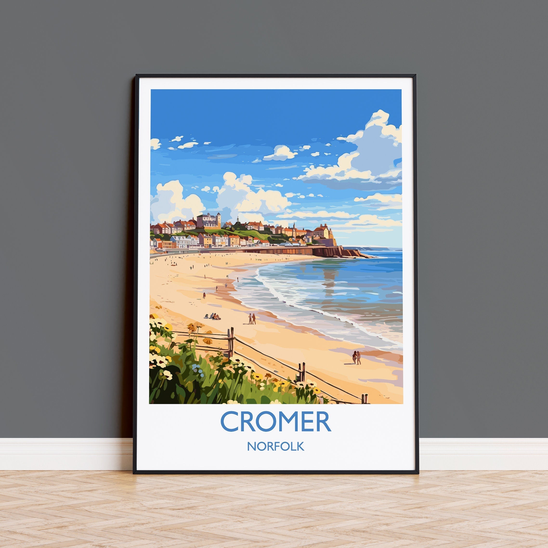 Cromer Beach Travel Print, Travel Poster of Cromer , Norfolk Gift, England, Norfolk Art, Cromer Beach Gift, Wall Art Print NQ Media Designs
