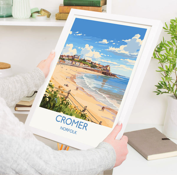 Cromer Beach Travel Print, Travel Poster of Cromer , Norfolk Gift, England, Norfolk Art, Cromer Beach Gift, Wall Art Print