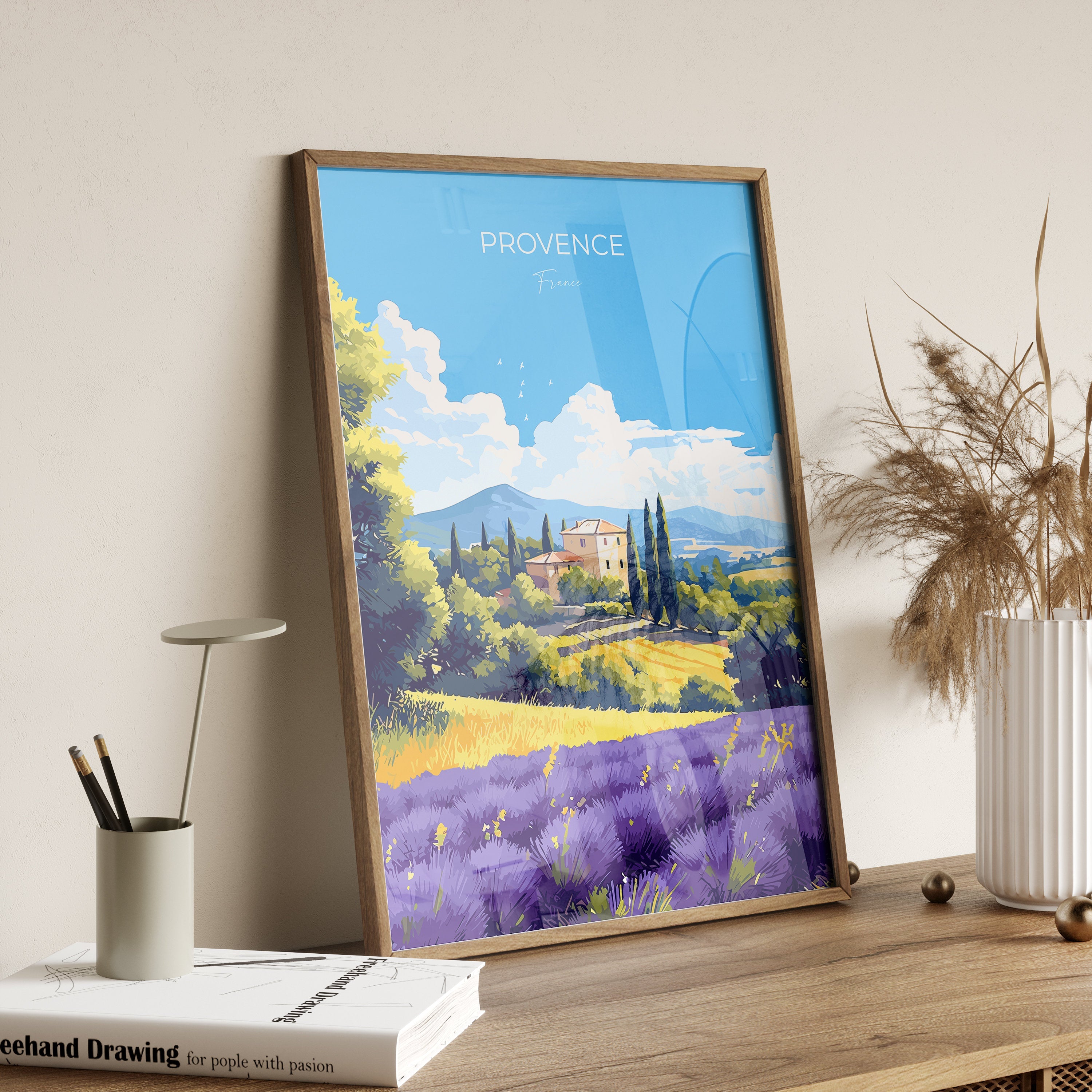 Provence Travel Poster, Travel Print of Provence, France, Provence Gift, France Wall Art, Travel Gift NQ Media Designs