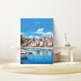 Hvar Travel Poster, Travel Print of Hvar, Croatia, Hvar Art, Hvar Gift, Wall Art Print NQ Media Designs