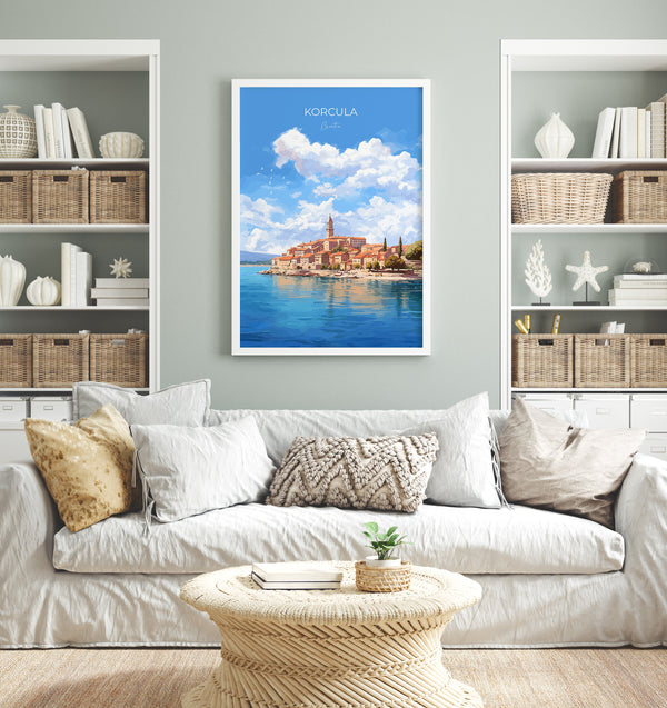 Korcula Travel Print, Travel Poster of Korcula, Croatia, Korcula Art, Korcula Gift, Wall Art Print
