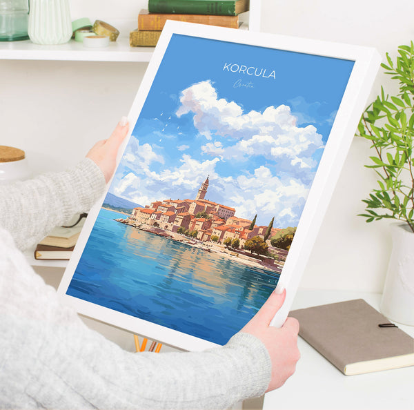 Korcula Travel Print, Travel Poster of Korcula, Croatia, Korcula Art, Korcula Gift, Wall Art Print