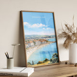 Swanage Bay Travel Print, Travel Poster of Swanage Bay, England, Dorset Coast Art, Dorset Gift, Wall Art Print NQ Media Designs