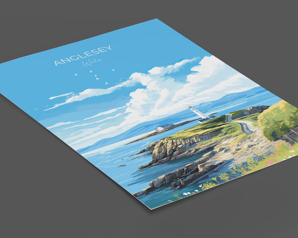 Anglesey Travel Print, Anglesey Travel Poster, Wales, Welsh Art, Anglesey Gift, Wall Art Print
