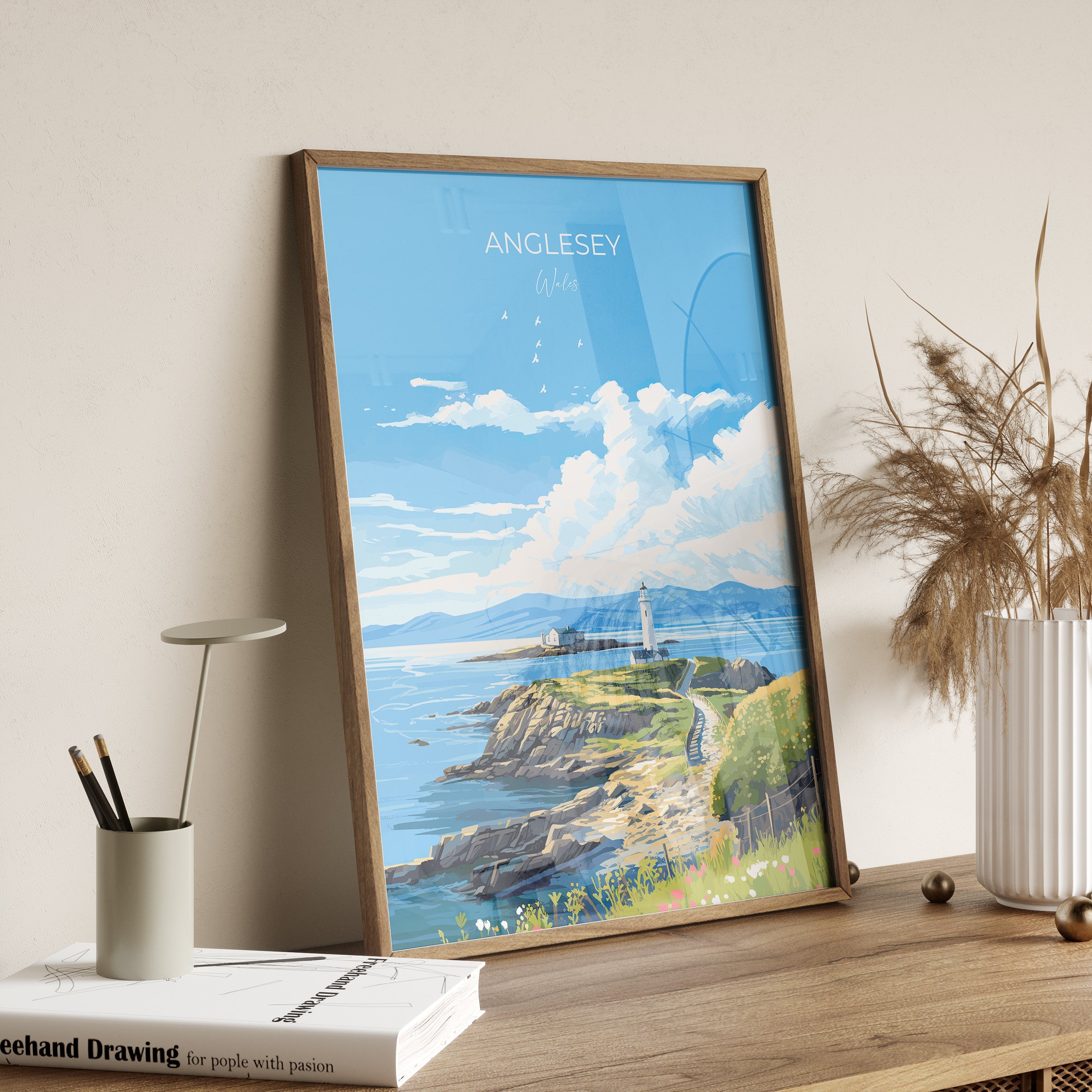 Anglesey Travel Print, Anglesey Travel Poster, Wales, Welsh Art, Anglesey Gift, Wall Art Print NQ Media Designs
