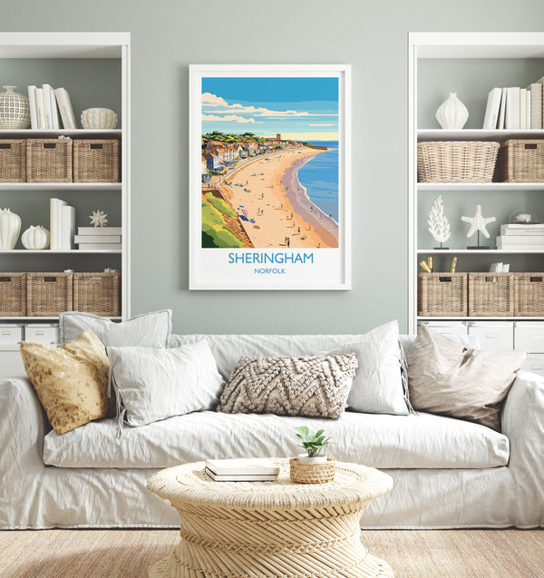 Sheringham Beach Travel Print, Travel Poster of Sheringham , Norfolk Gift, England, Norfolk Art, Sheringham Gift, Wall Art Print