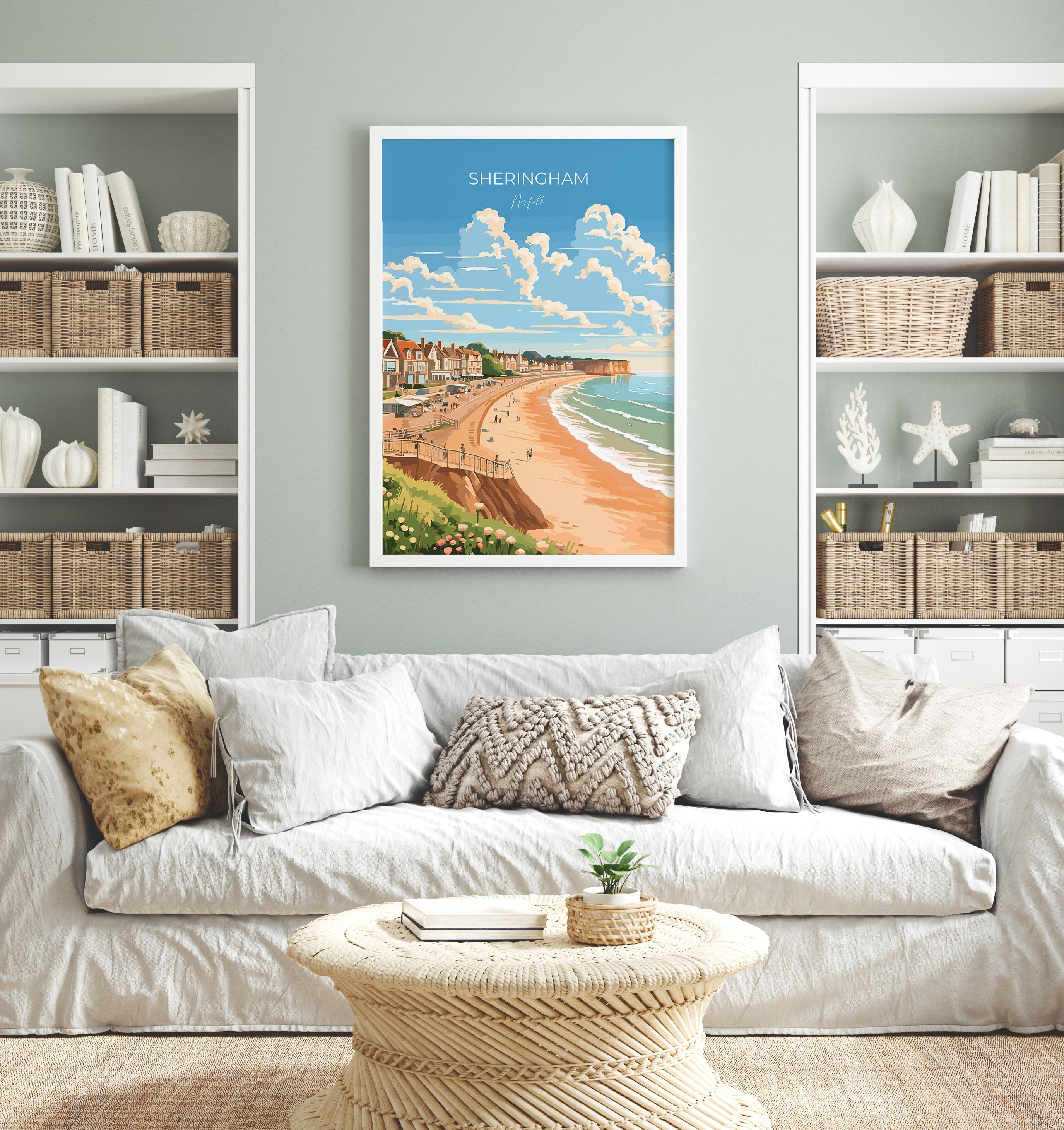 Sheringham Beach Travel Print, Travel Poster of Sheringham , Norfolk Gift, England, Norfolk Art, Sheringham Gift, Wall Art Print NQ Media Designs