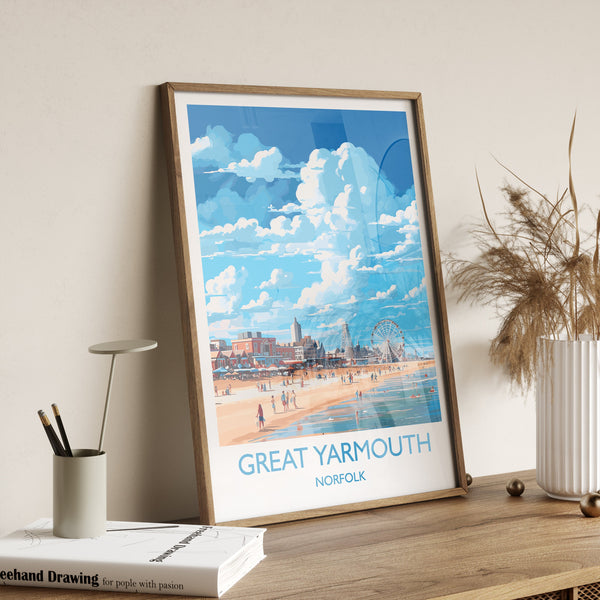 Great Yarmouth Travel Print, Travel Poster of Great Yarmouth , Norfolk Gift, England, Norfolk Art, Great Yarmouth Gift, Wall Art Print