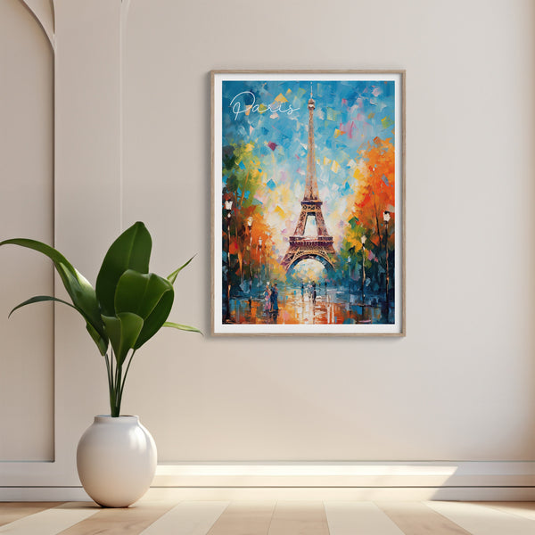 Paris Eiffel Tower Print, Travel Poster of Eiffel Tower Paris, Abstract Art , Paris Art Gift, France, Wall Art Print