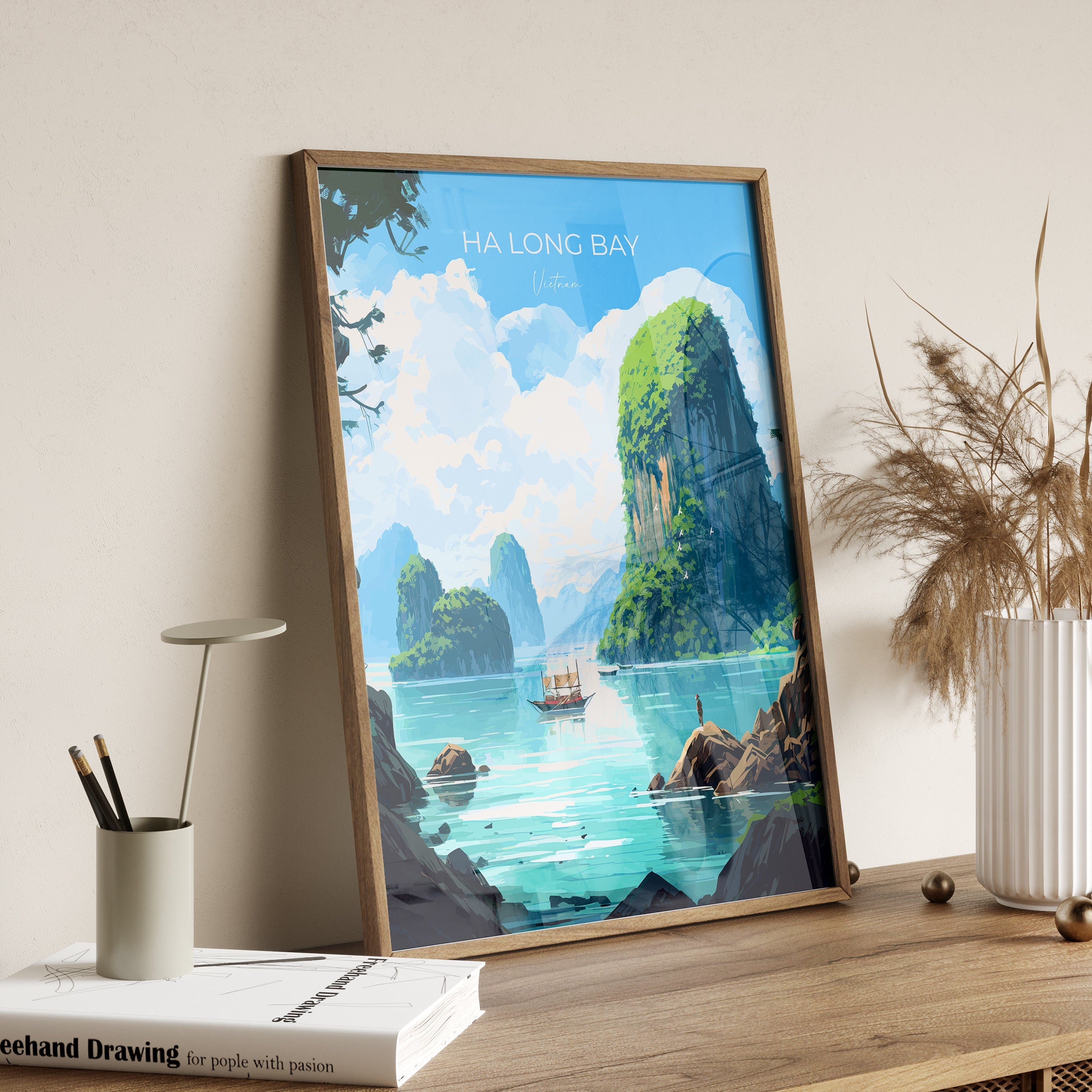 Ha Long Bay Poster, Travel Print of Ha Long Bay, Vietnam, Asia, Ha Long Bay Gift, Vietnam Gift, Wall Art Print NQ Media Designs