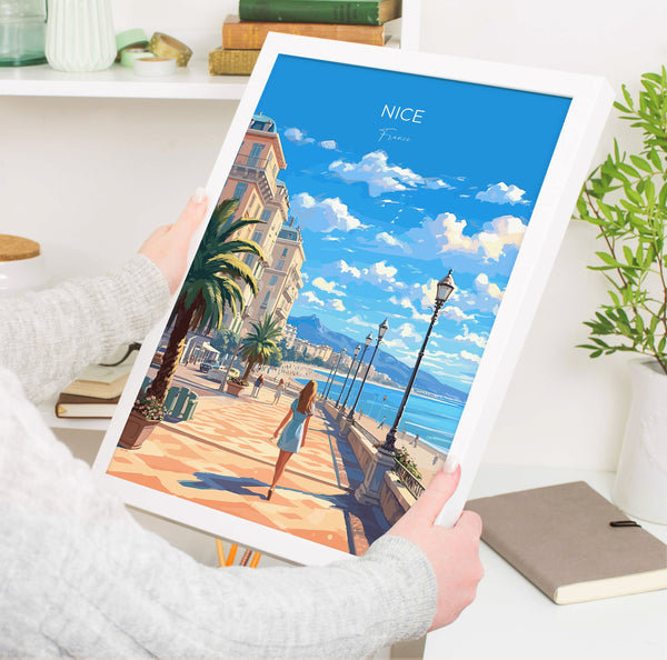 Nice Travel Poster Wall Art, Travel Print of Nice, France, Nice Art Gift, Wall Decor