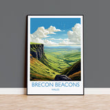 Brecon Beacons Travel Poster, Brecon Beacons Travel Print, Wales, Welsh Art, Brecon Beacons Gift, Wall Art Print NQ Media Designs