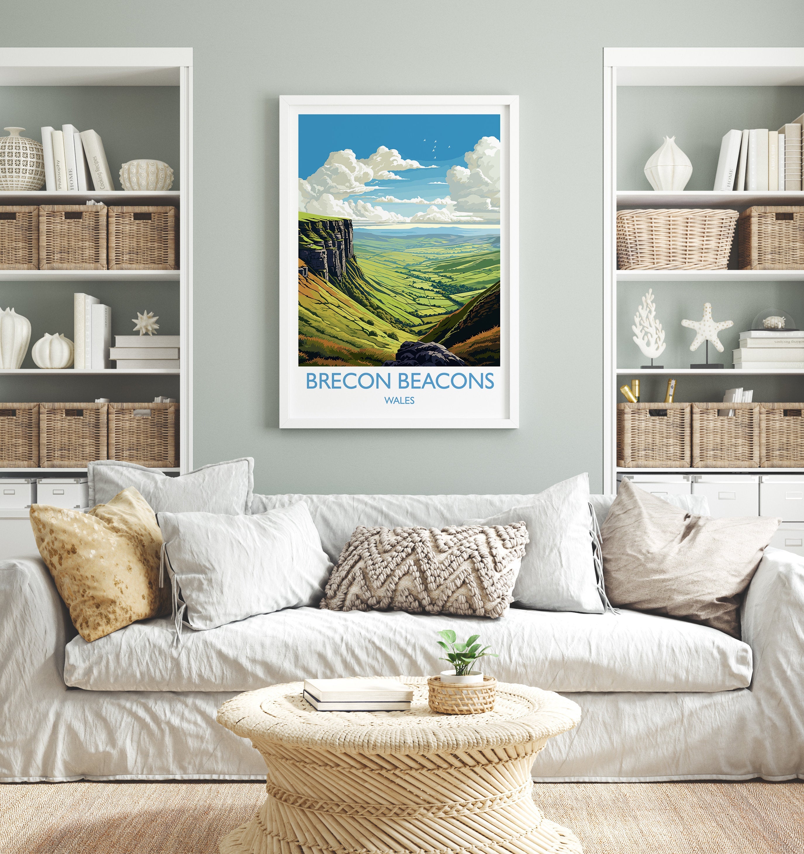 Brecon Beacons Travel Poster, Brecon Beacons Travel Print, Wales, Welsh Art, Brecon Beacons Gift, Wall Art Print NQ Media Designs