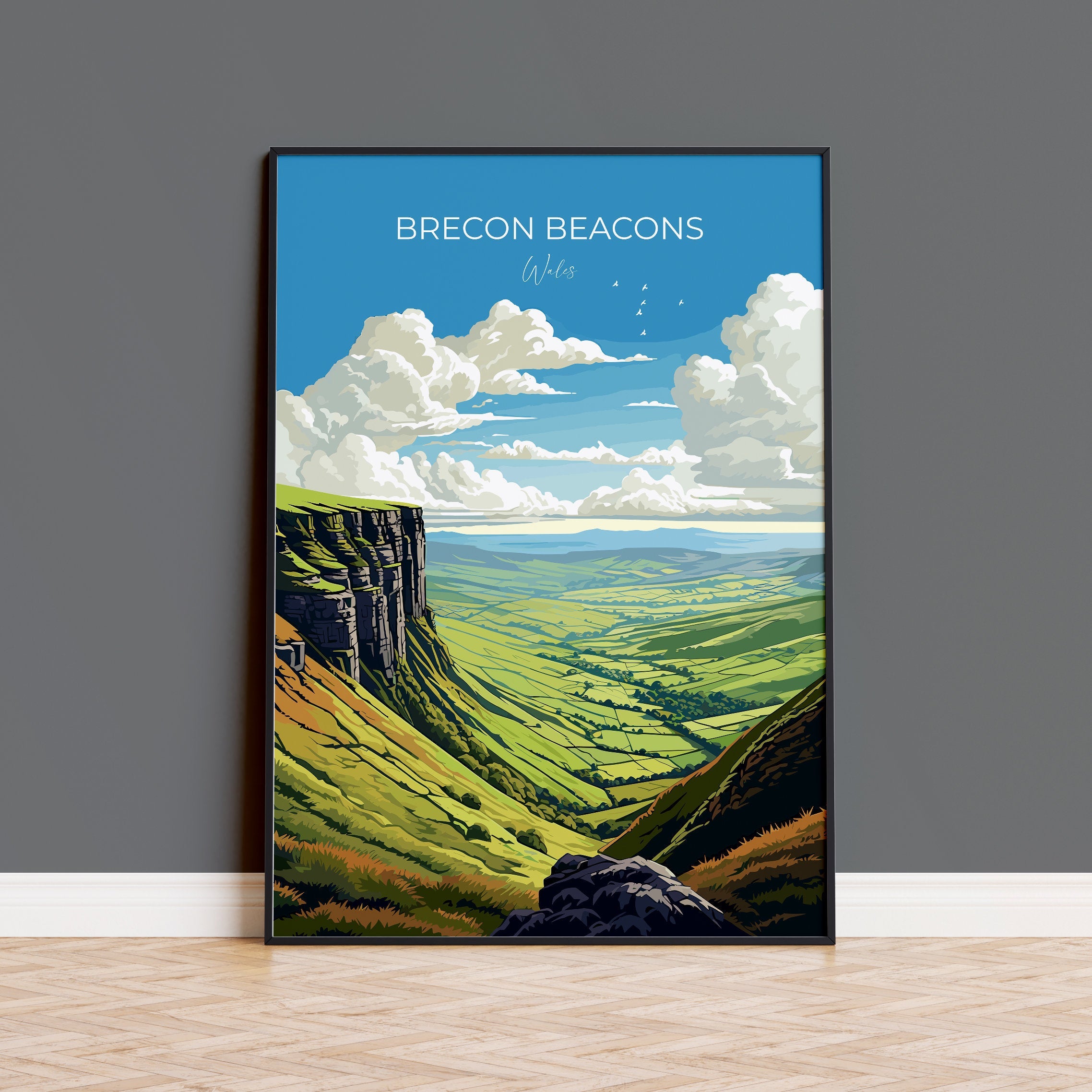 Brecon Beacons Print, Brecon Beacons Travel Poster, Wales, Welsh Art, Brecon Beacons Gift, Wall Art Print NQ Media Designs