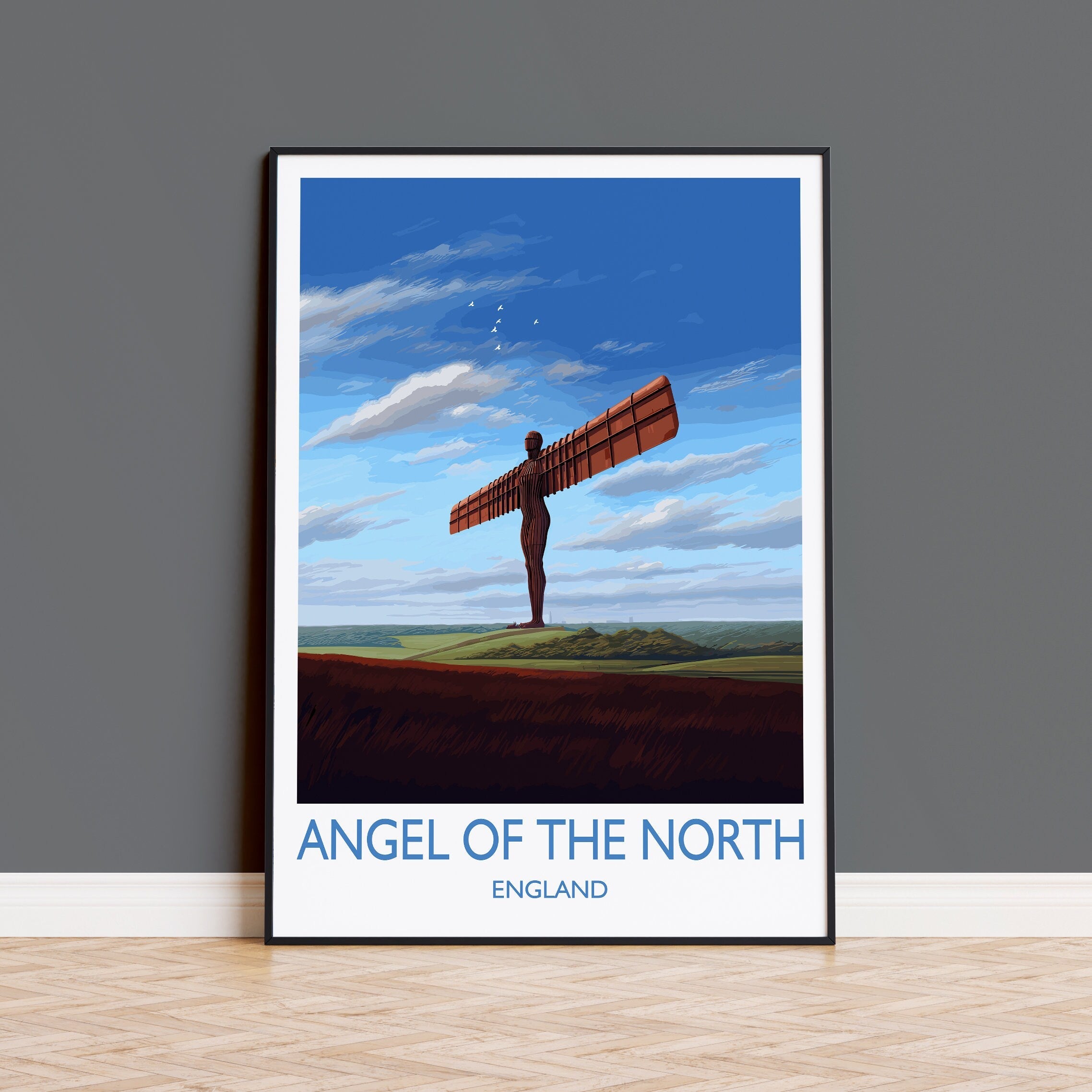Angel of the North Poster Wall Art, Travel Print of Angel of the North, England, Angel of the North Art Gift, Wall Art Print NQ Media Designs