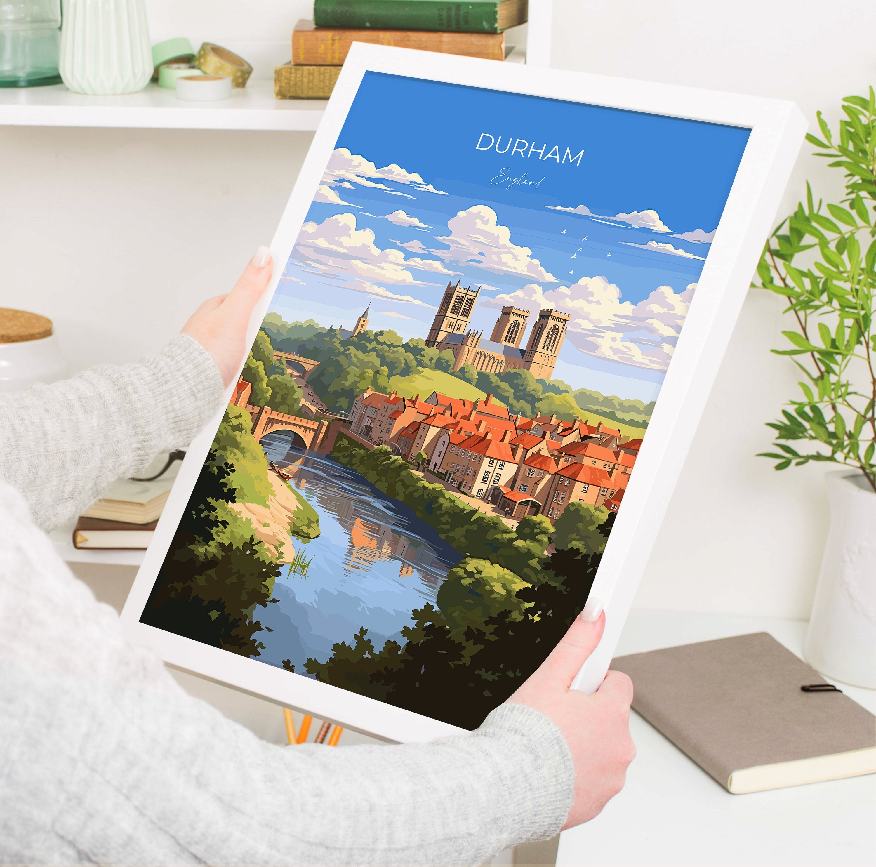 Durham Travel Print, Travel Poster of Durham, County Durham, England, Durham Art, Durham Gift, Wall Art Print NQ Media Designs