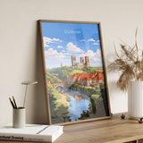 Durham Travel Print, Travel Poster of Durham, County Durham, England, Durham Art, Durham Gift, Wall Art Print NQ Media Designs
