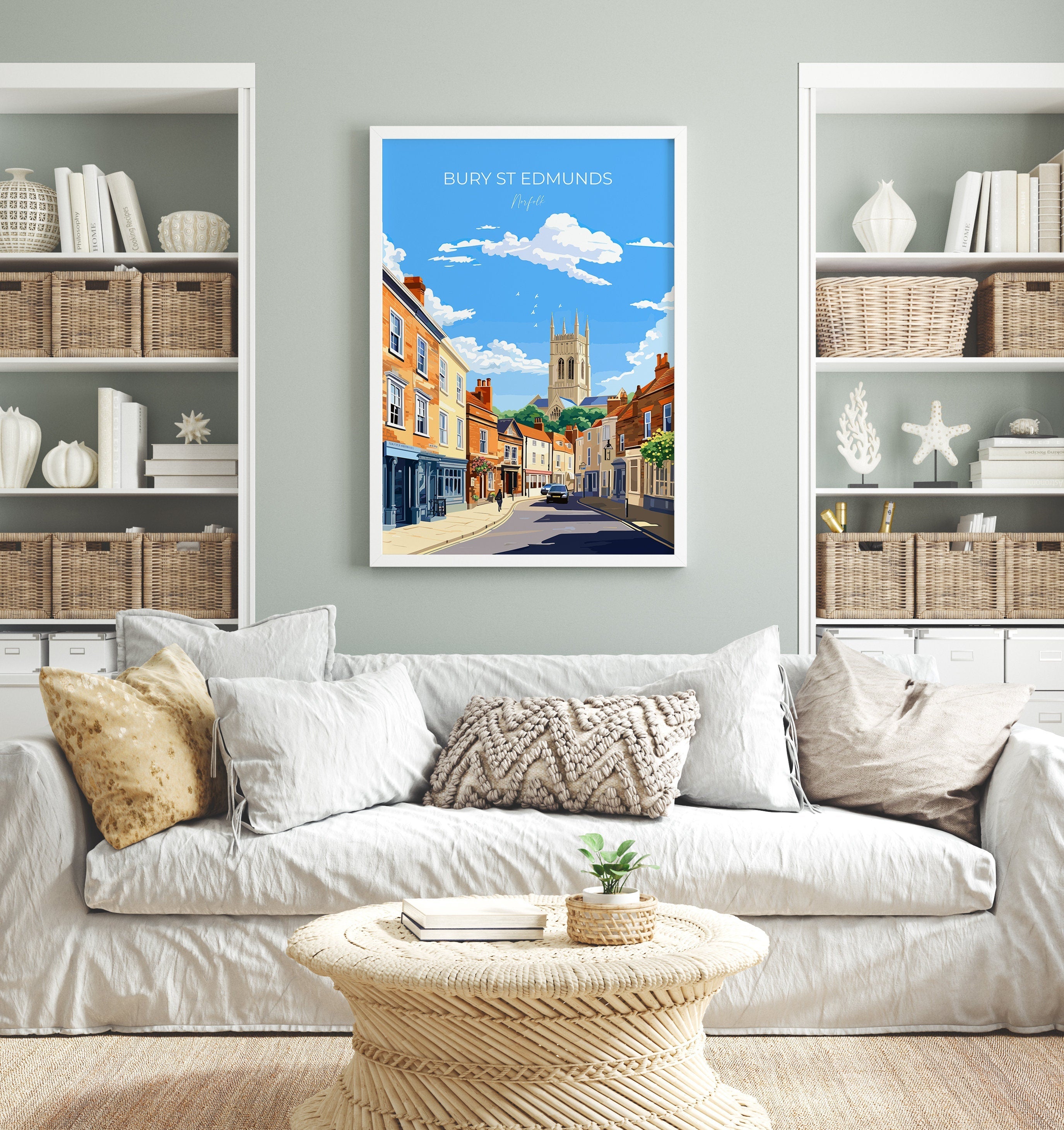 Bury St Edmunds Travel Print, Travel Poster of Bury St Edmunds, Suffolk, England, Suffolk Art, Bury St Edmunds Gift, NQ Media Designs