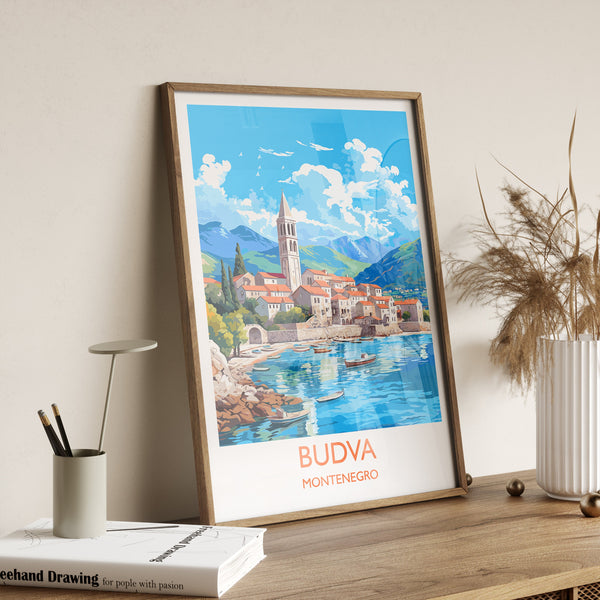 Budva Travel Poster, Budva Travel Print, Montenegro Art Gift, Europe Art, Budva Gift, Wall Art Print