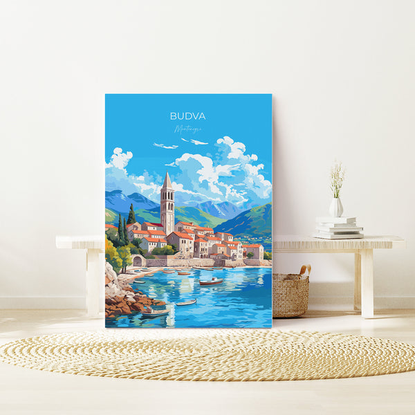 Budva Travel Poster, Budva Travel Print, Montenegro Art Gift, Europe Art, Budva Gift, Wall Art Print
