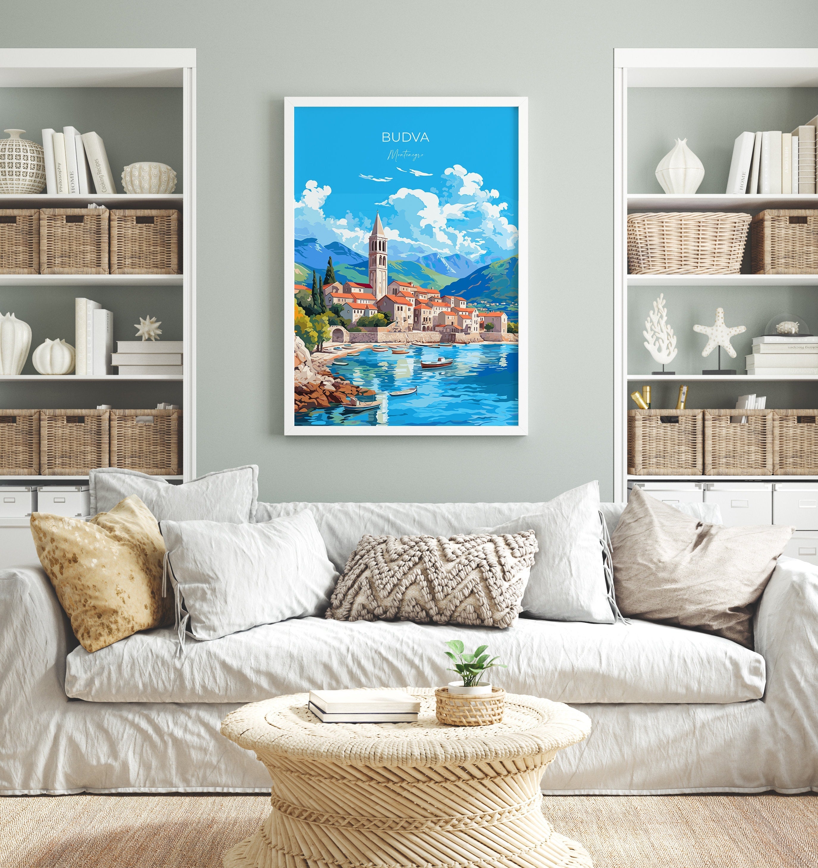 Budva Travel Poster, Budva Travel Print, Montenegro Art Gift, Europe Art, Budva Gift, Wall Art Print NQ Media Designs