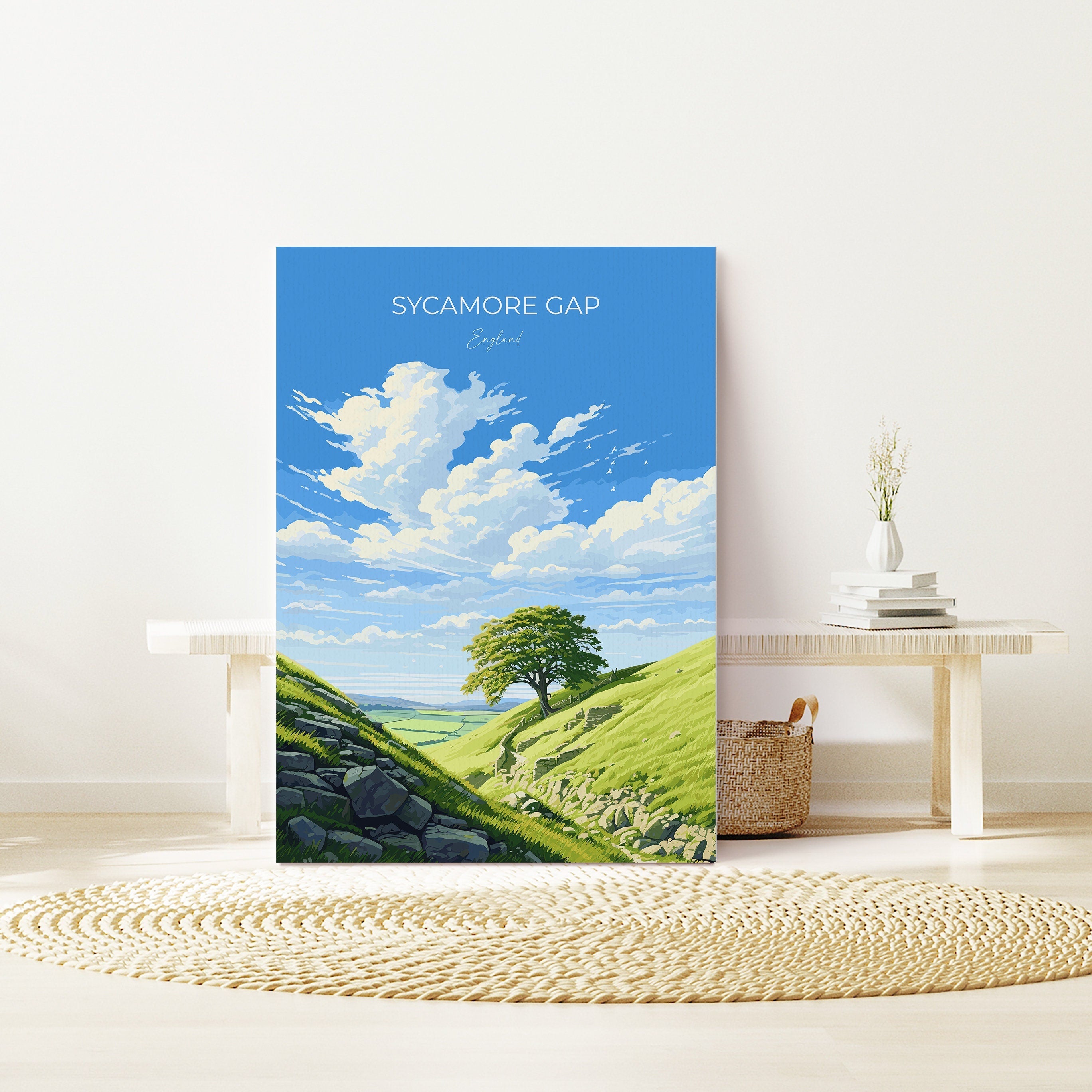 Sycamore Gap Travel Print, Travel Poster of Sycamore Gap, Northumberland, England, Sycamore Gap Gift, Wall Art Print NQ Media Designs