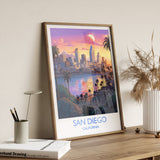 San Diego Travel Poster, Travel Print of San Diego, California, San Diego Gift, USA Gift, Wall Art Print NQ Media Designs