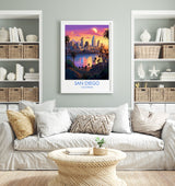 San Diego Travel Poster, Travel Print of San Diego, California, San Diego Gift, USA Gift, Wall Art Print NQ Media Designs