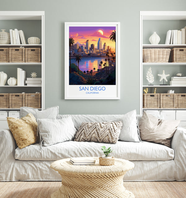 San Diego Travel Poster, Travel Print of San Diego, California, San Diego Gift, USA Gift, Wall Art Print