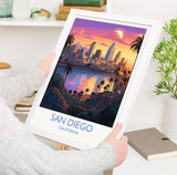 San Diego Travel Poster, Travel Print of San Diego, California, San Diego Gift, USA Gift, Wall Art Print NQ Media Designs