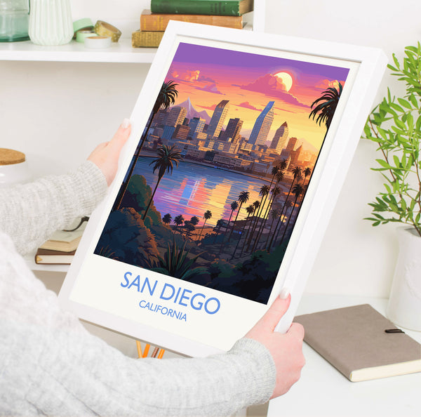 San Diego Travel Poster, Travel Print of San Diego, California, San Diego Gift, USA Gift, Wall Art Print