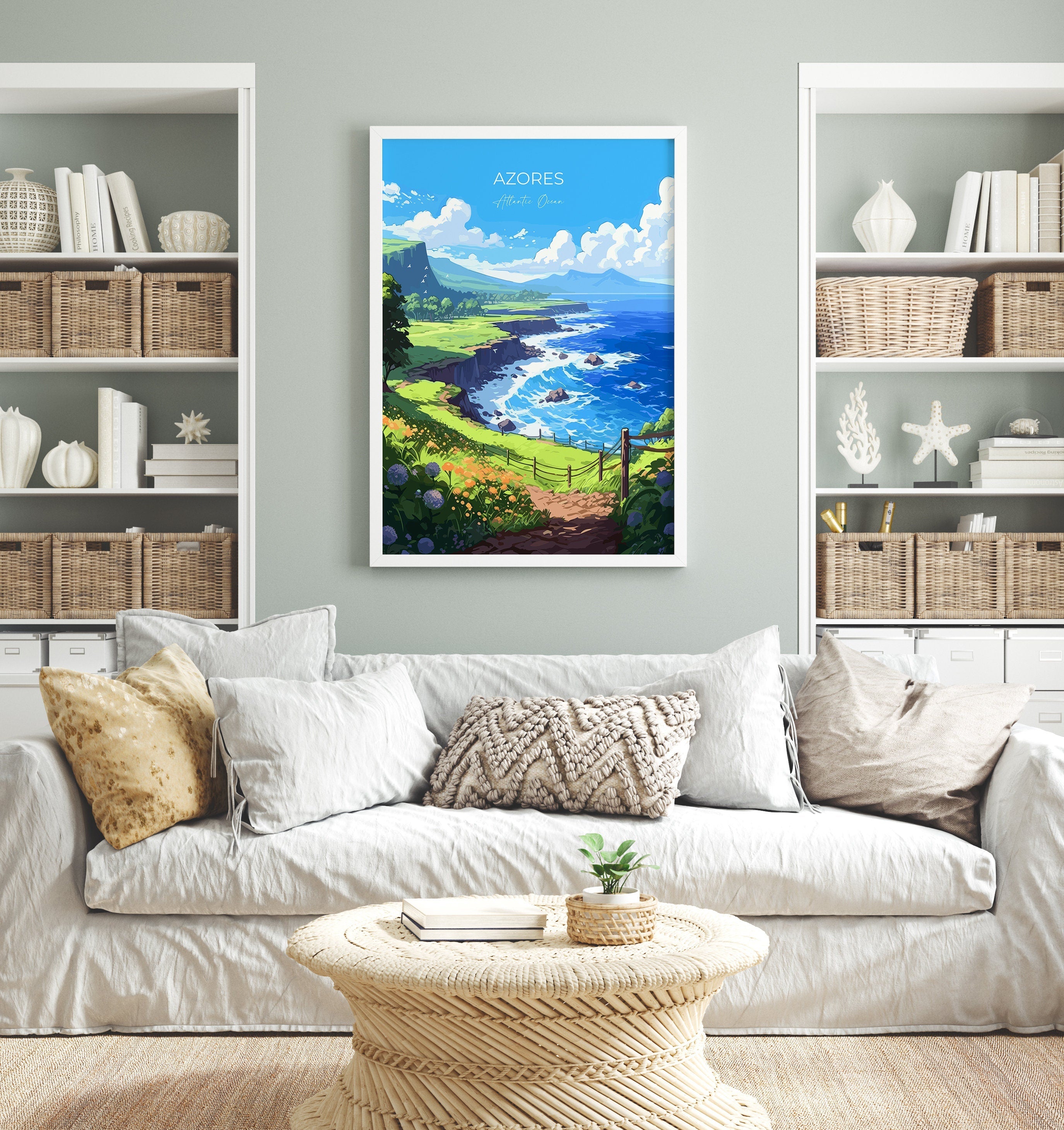 Azores Travel Print, Travel Poster of Azores, Atlantic Ocean, Azores Gift, Wall Art Print NQ Media Designs