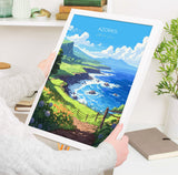 Azores Travel Print, Travel Poster of Azores, Atlantic Ocean, Azores Gift, Wall Art Print NQ Media Designs