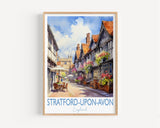 Stratford upon Avon Watercolour Print, Travel Poster of Stratford upon Avon, England, Stratford upon Avon Gift, Travel Watercolour Gift NQ Media Designs