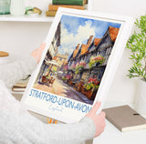 Stratford upon Avon Watercolour Print, Travel Poster of Stratford upon Avon, England, Stratford upon Avon Gift, Travel Watercolour Gift NQ Media Designs
