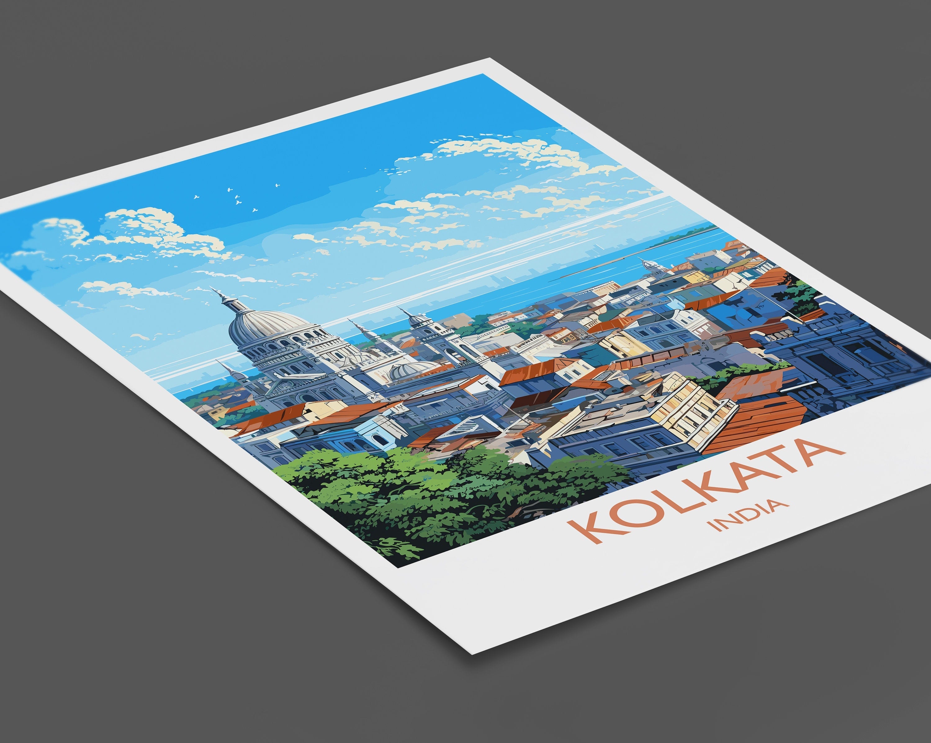 Kolkata Travel Print, Travel Poster of Kolkata, India, Kolkata Art Gift, Wall Art Print NQ Media Designs